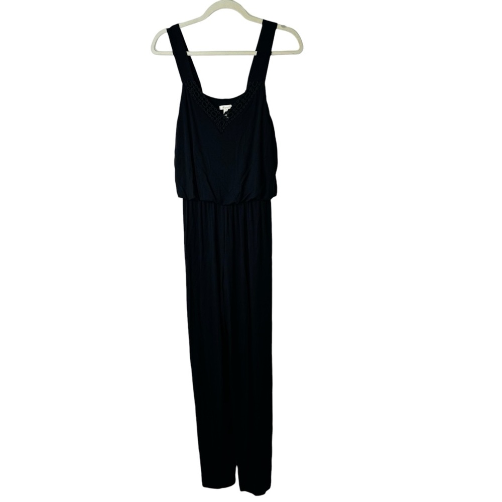Soma Black Sleeveless Crochet Neck Jumpsuit Romper Medium - Picture 2 of 7